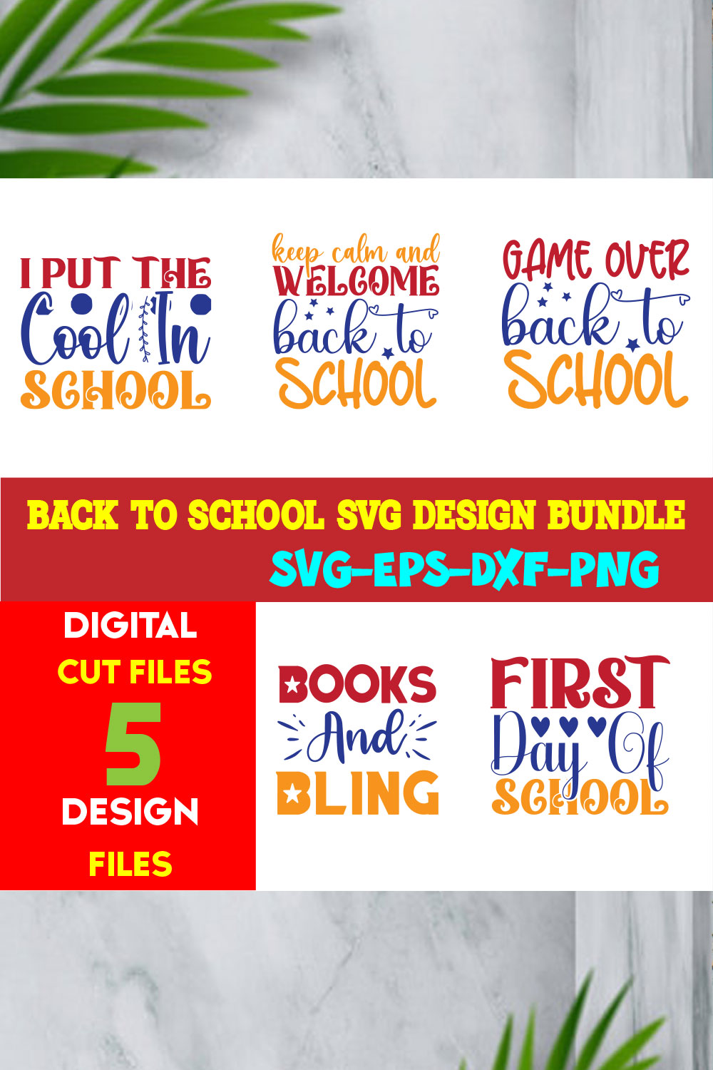 Back To School T-shirt Design Bundle Volume-07 pinterest preview image.