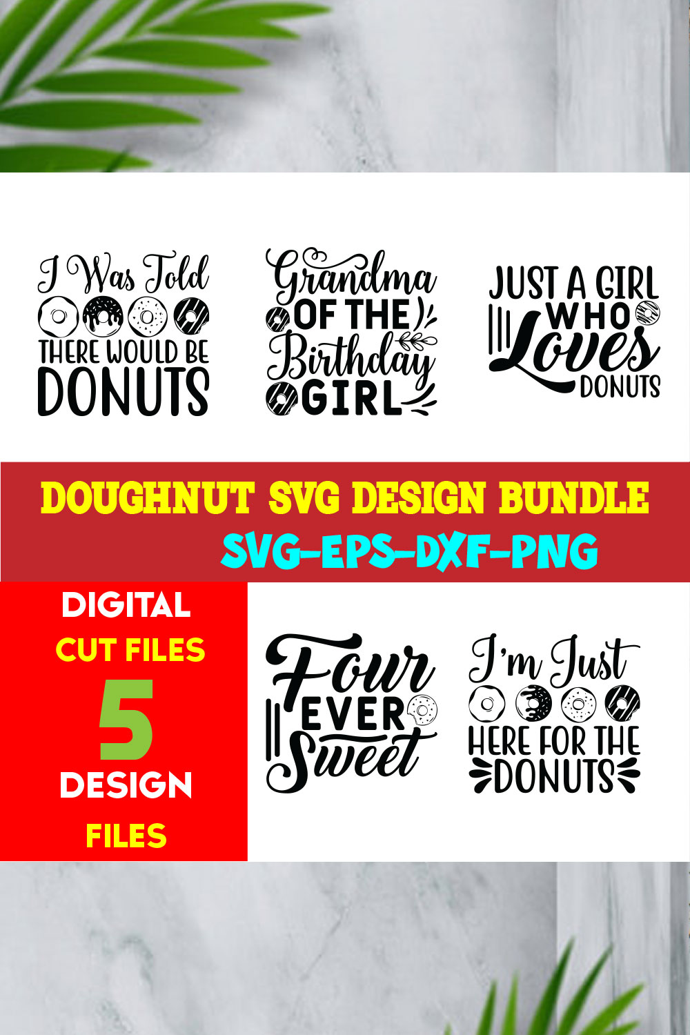 Doughnut T-shirt Design Bundle Volume-03 pinterest preview image.