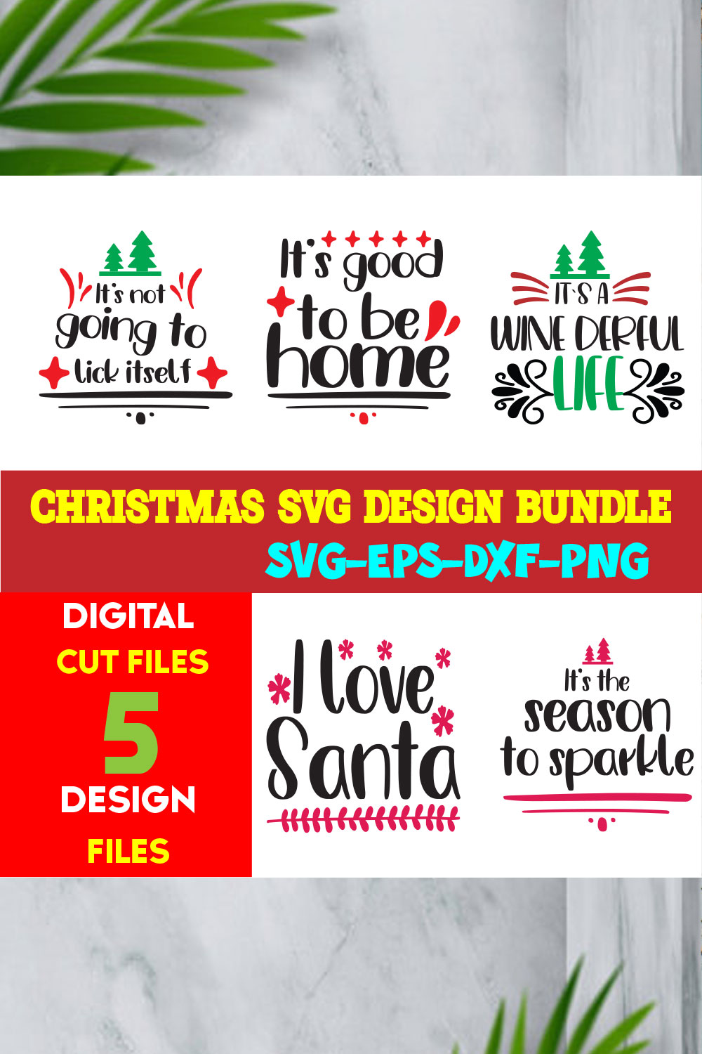 Christmas T-shirt Design Bundle Volume-46 pinterest preview image.