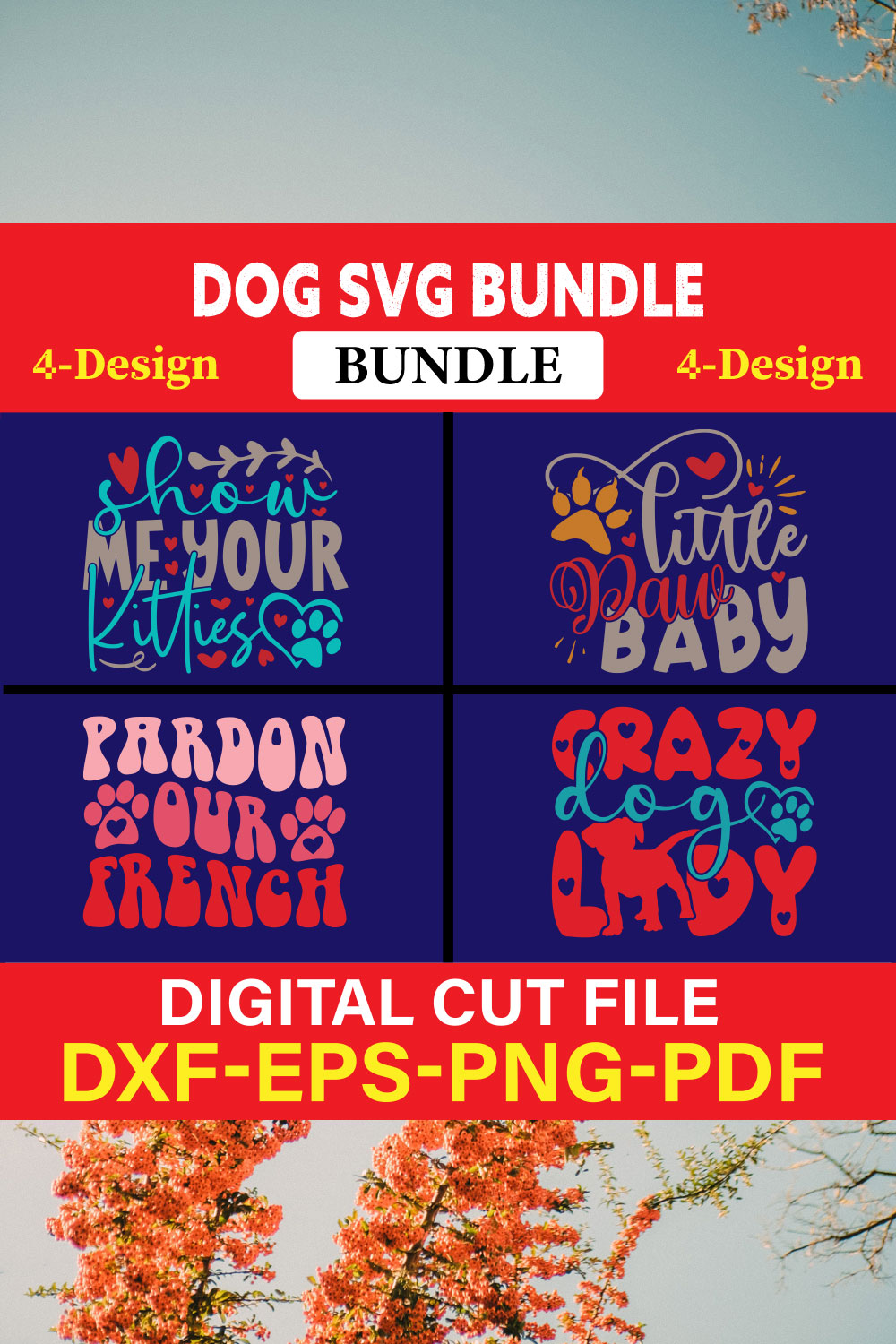 Dog T-shirt Design Bundle Vol-25 pinterest preview image.