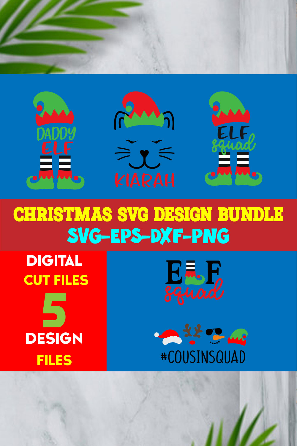 Christmas T-shirt Design SVG Bundle Free Volume-57 pinterest preview image.