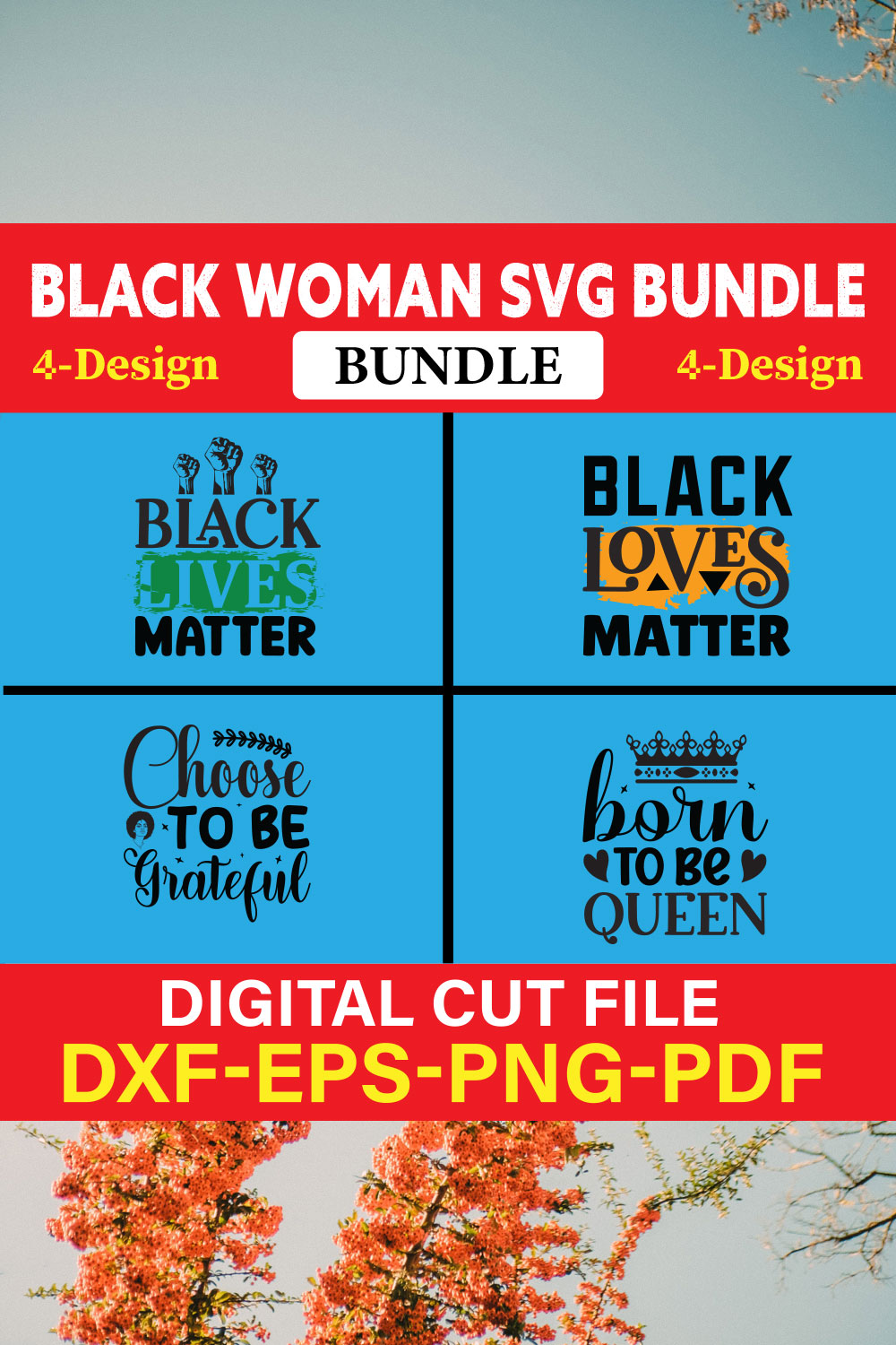 Black Woman T-shirt Design Bundle Vol-12 pinterest preview image.