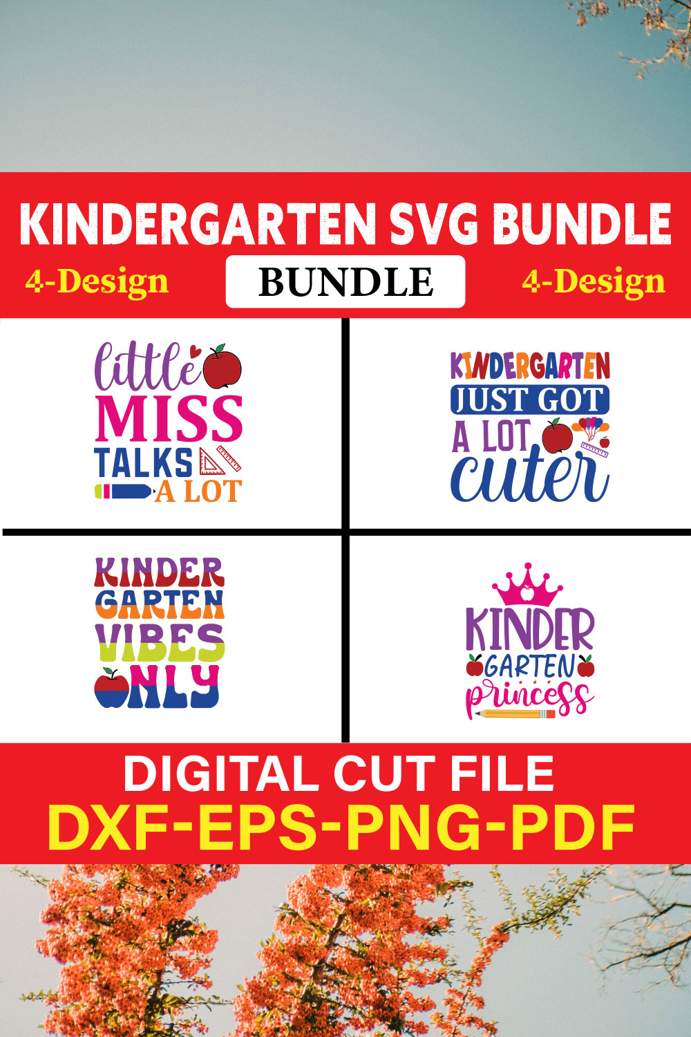 Kindergarten T-shirt Design Bundle Vol-3 pinterest preview image.