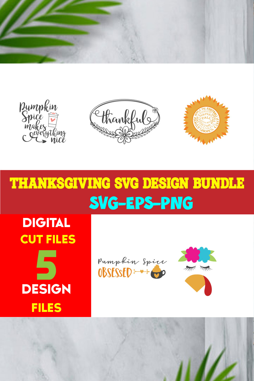 Thanksgiving T-shirt Design Bundle Volume-09 pinterest preview image.