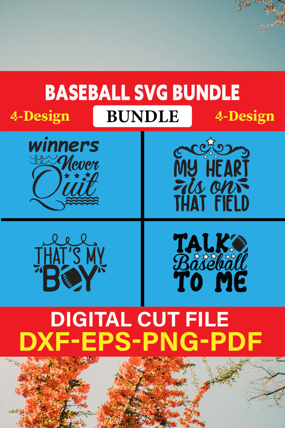 Baseball T-shirt Design Bundle Vol-1 pinterest preview image.