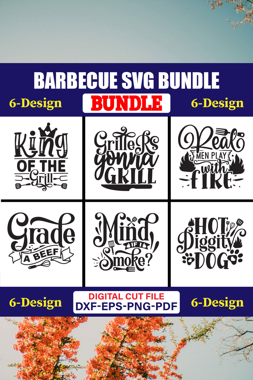 Barbecue SVG T-shirt Design Bundle Vol-02 pinterest preview image.