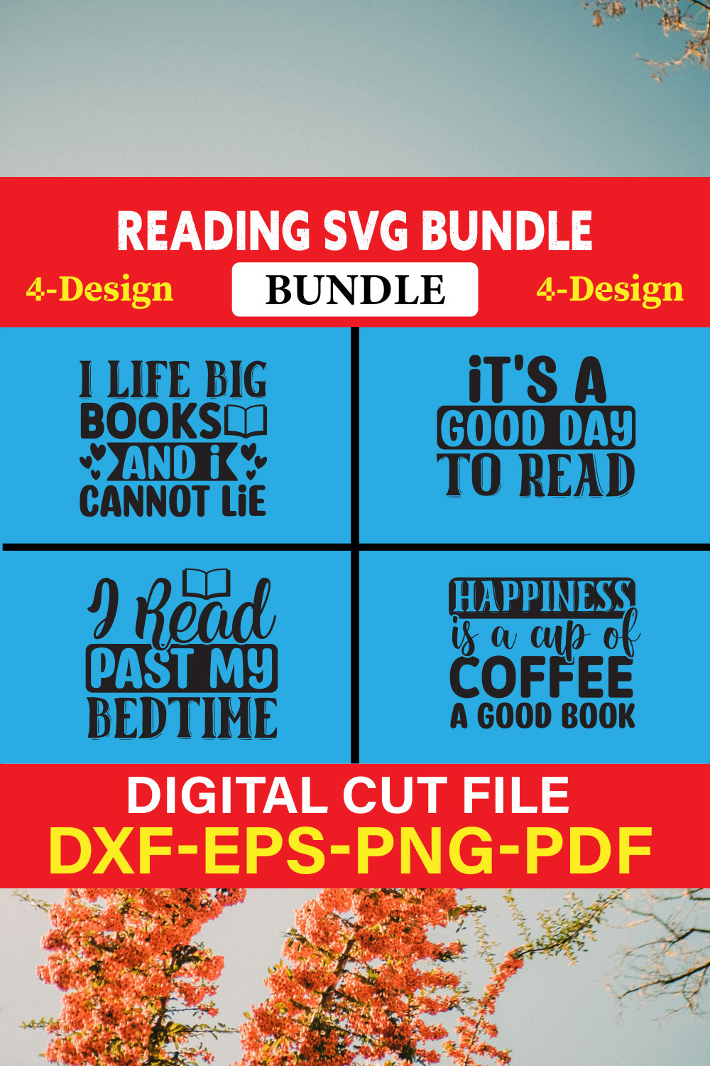 Reading SVG T-shirt Design Bundle Vol-2 pinterest preview image.