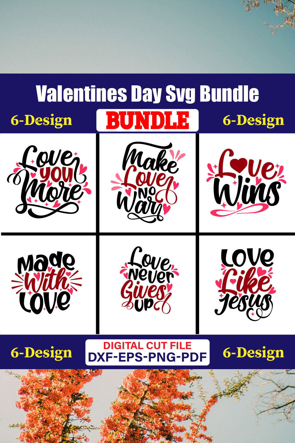 Valentines Day T-shirt Design Bundle Vol-49 pinterest preview image.