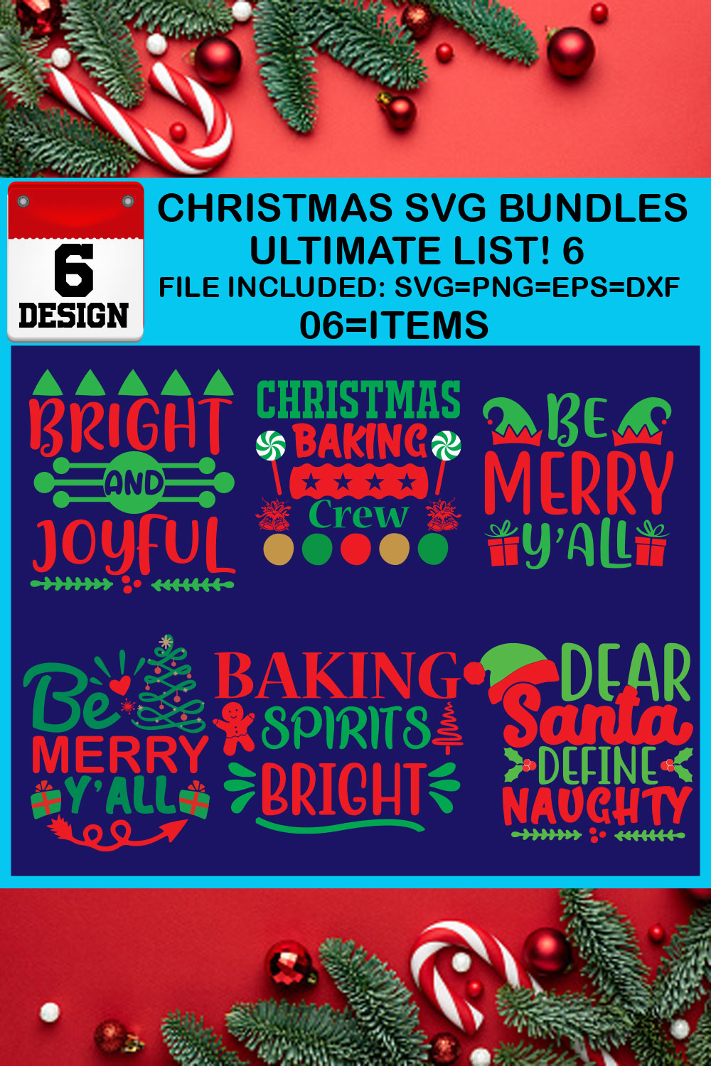 Ultimate List! 6 Christmas SVG Free Bundles pinterest preview image.