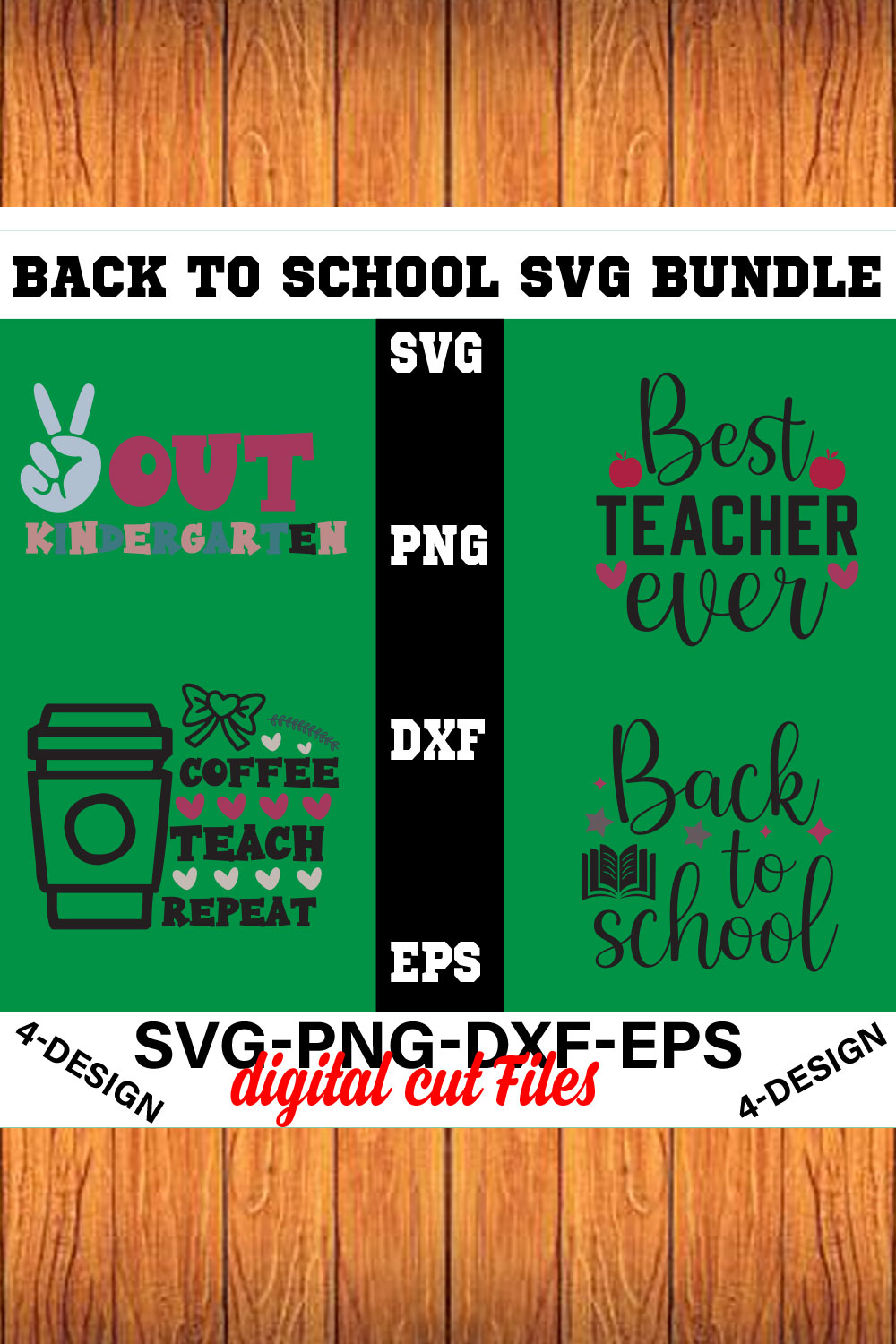 Back to School Svg T-shirt Design Bundle Volume-01 pinterest preview image.