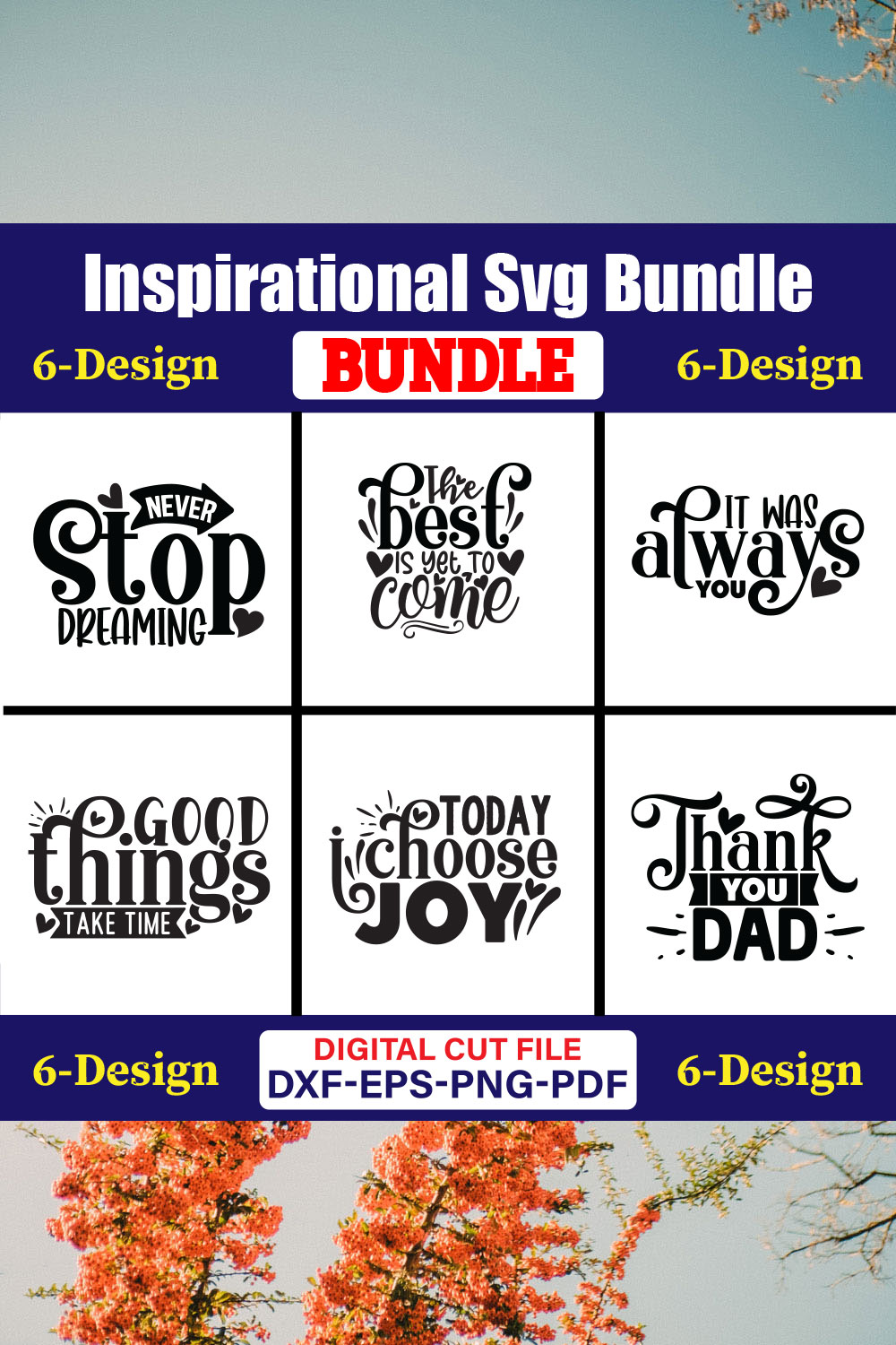 Inspirational T-shirt Design Bundle Vol-4 pinterest preview image.