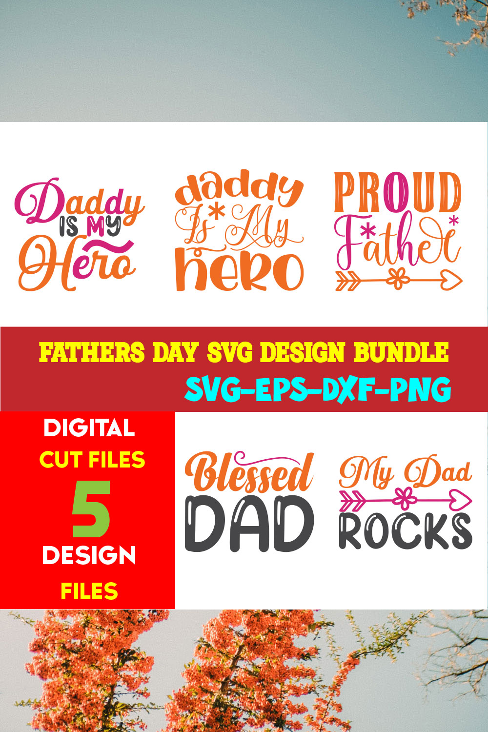 Fathers Day T-shirt Design Bundle Volume-06 pinterest preview image.