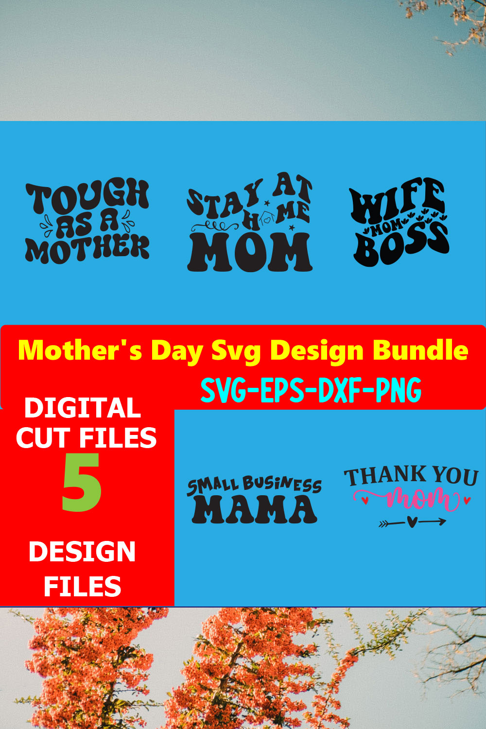 Mom SVG T-shirt Design Bundle Volume-20 pinterest preview image.