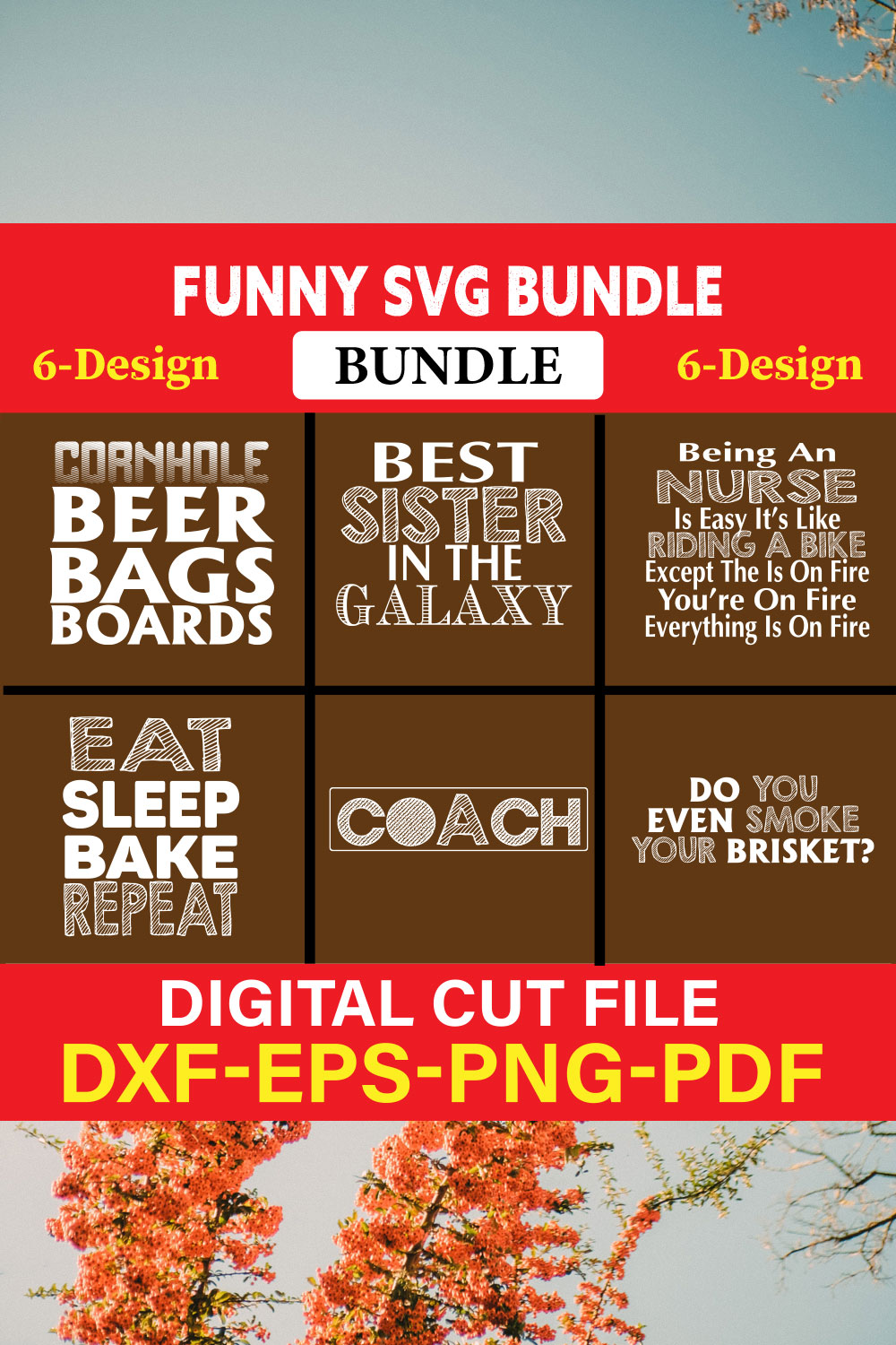 Funny SVG T-shirt Design Bundle Vol-11 pinterest preview image.