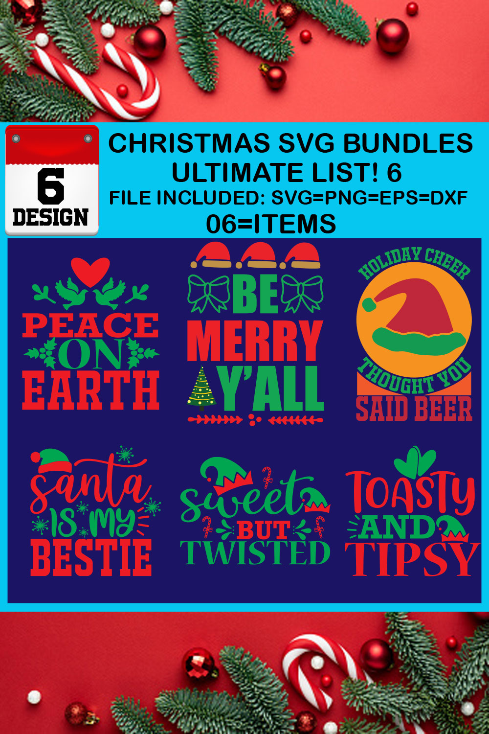 Ultimate List! 6 Christmas SVG Free Bundles pinterest preview image.