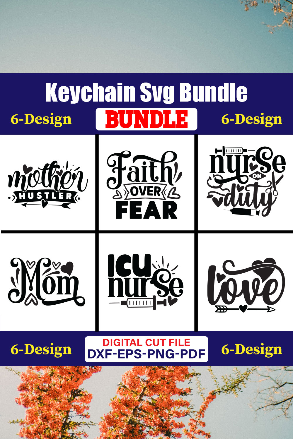 Keychain T-shirt Design Bundle Vol-02 pinterest preview image.