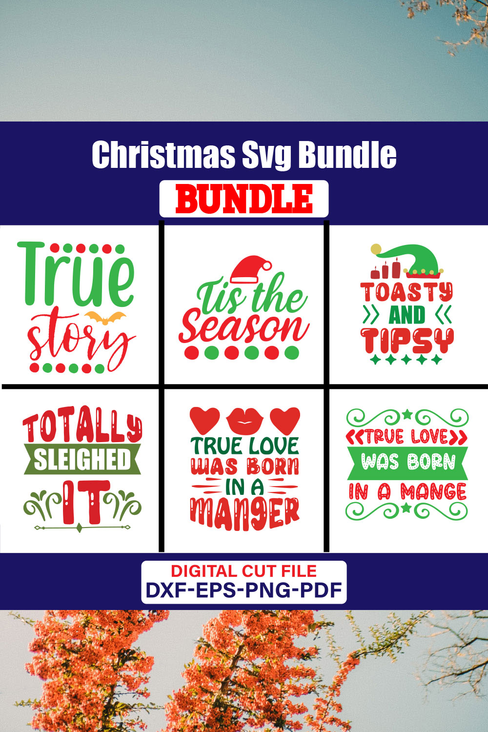 Christmas T-shirt Design Bundle Vol-80 pinterest preview image.