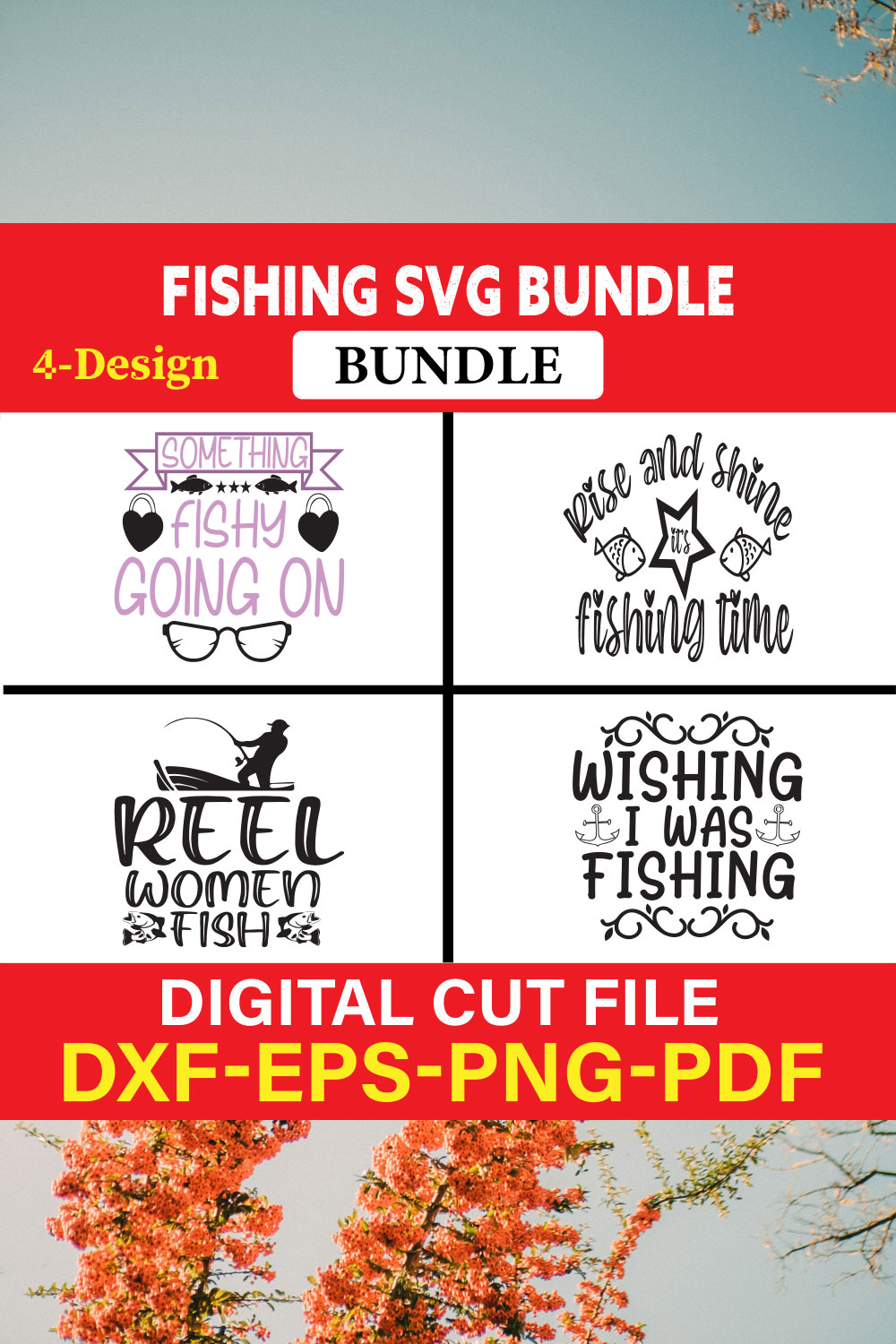Fishing T-shirt Design Bundle Vol-10 pinterest preview image.