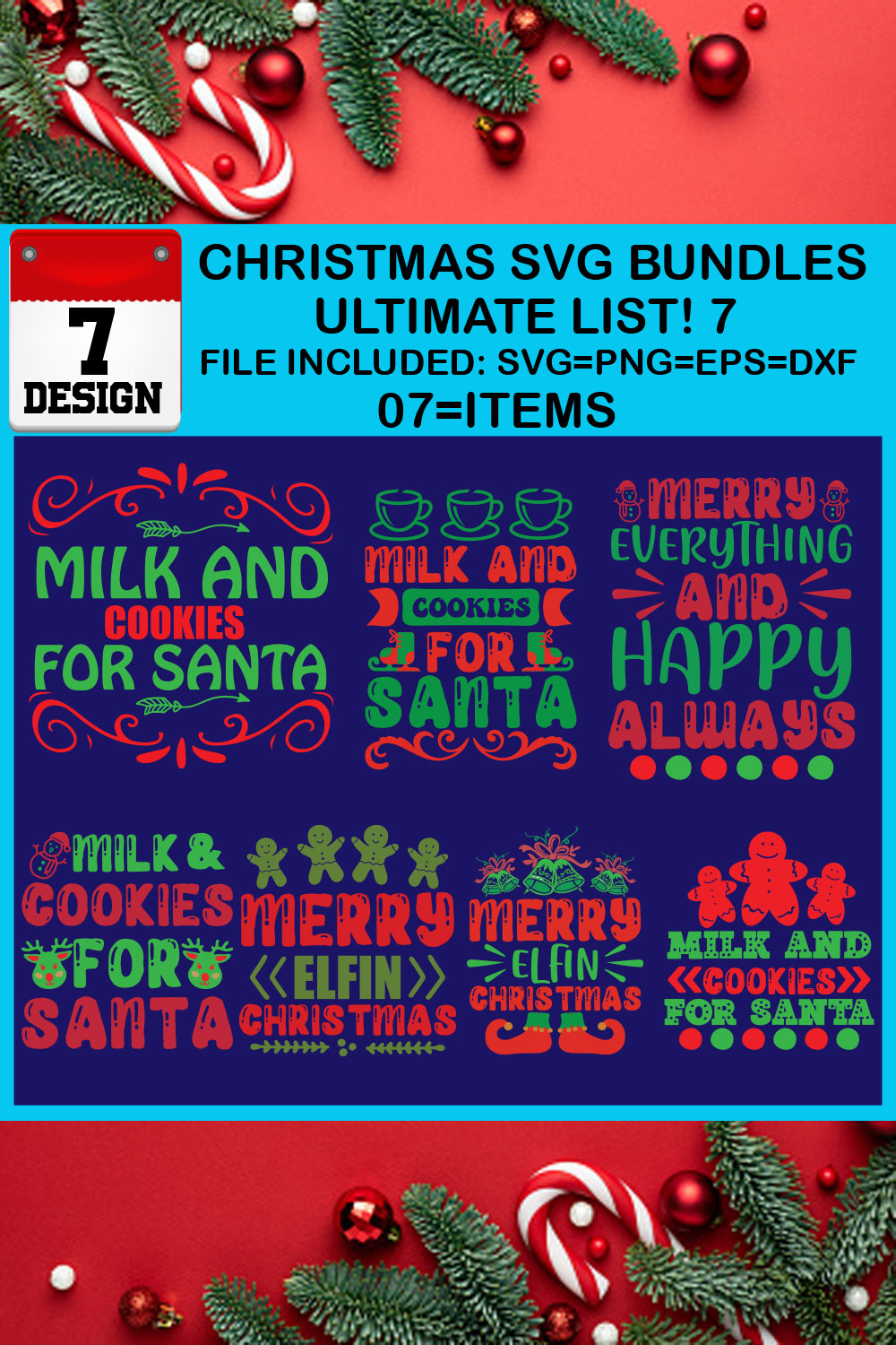 Free Ultimate List! 7 Christmas SVG Bundles pinterest preview image.