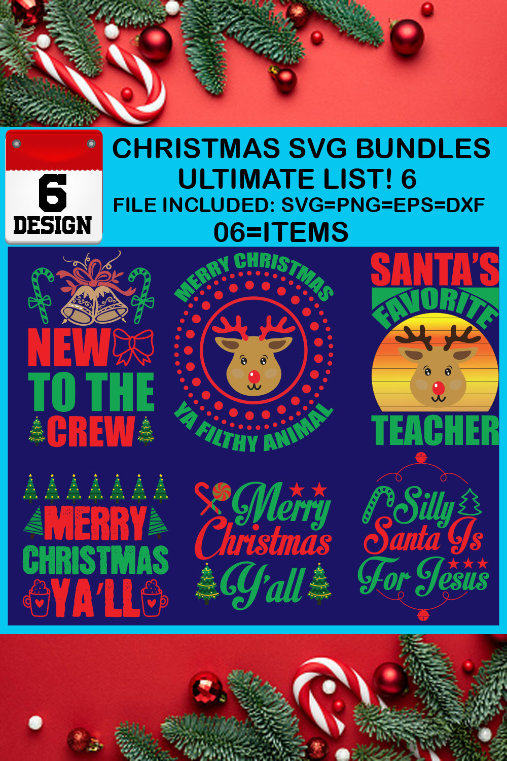 Ultimate List! 6 Christmas SVG Free Bundles pinterest preview image.