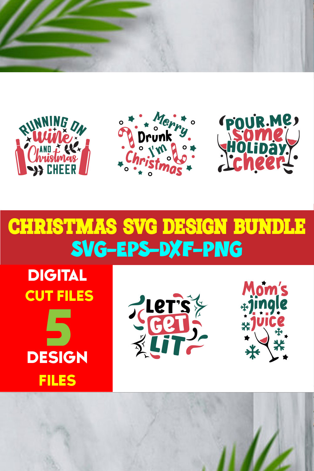 Christmas T-shirt Design SVG Bundle Free Volume-75 pinterest preview image.