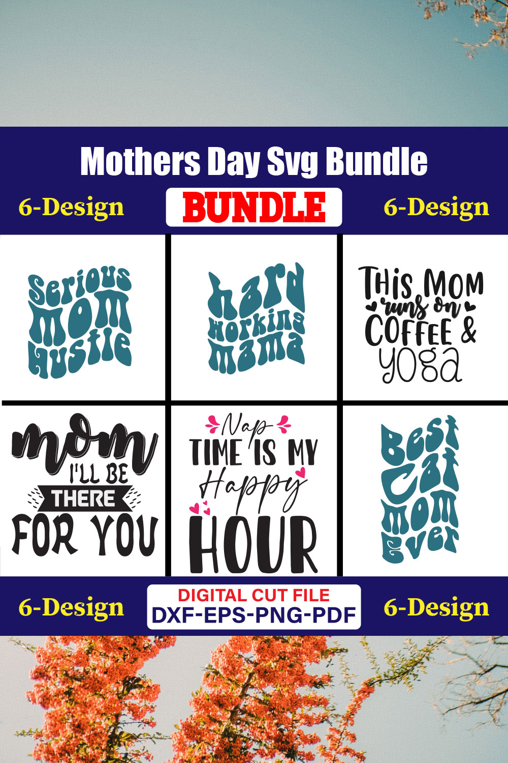 Mothers Day SVG Bundle, Mom life svg, Mama svg, Funny Mom Svg, Blessed mama svg, Mom of boys girls svg-Vol-83 pinterest preview image.