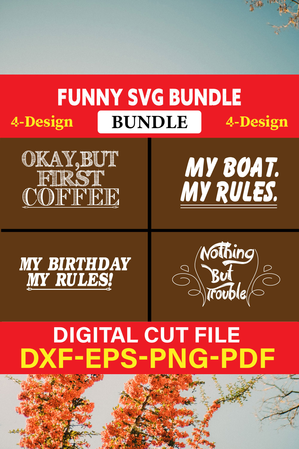 Funny SVG T-shirt Design Bundle Vol-48 pinterest preview image.