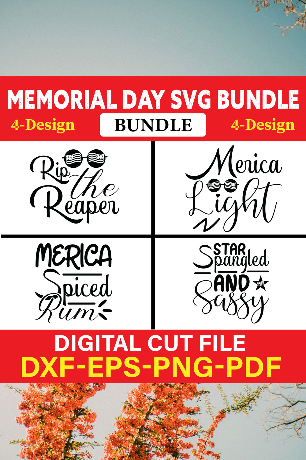 Memorial Day T-shirt Design Bundle Vol-1 pinterest preview image.