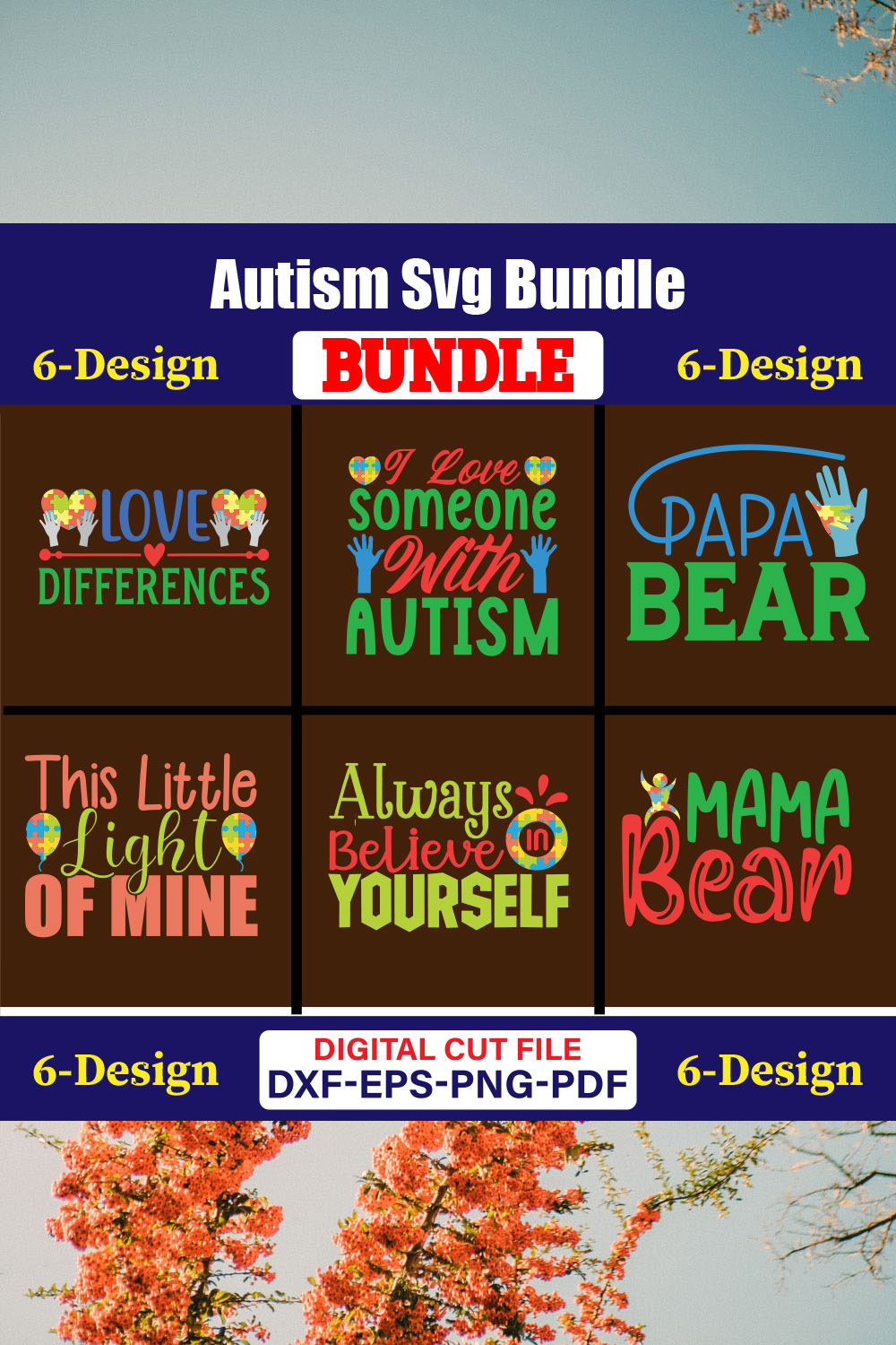 Autism Day T-shirt Design Bundle Vol-09 pinterest preview image.