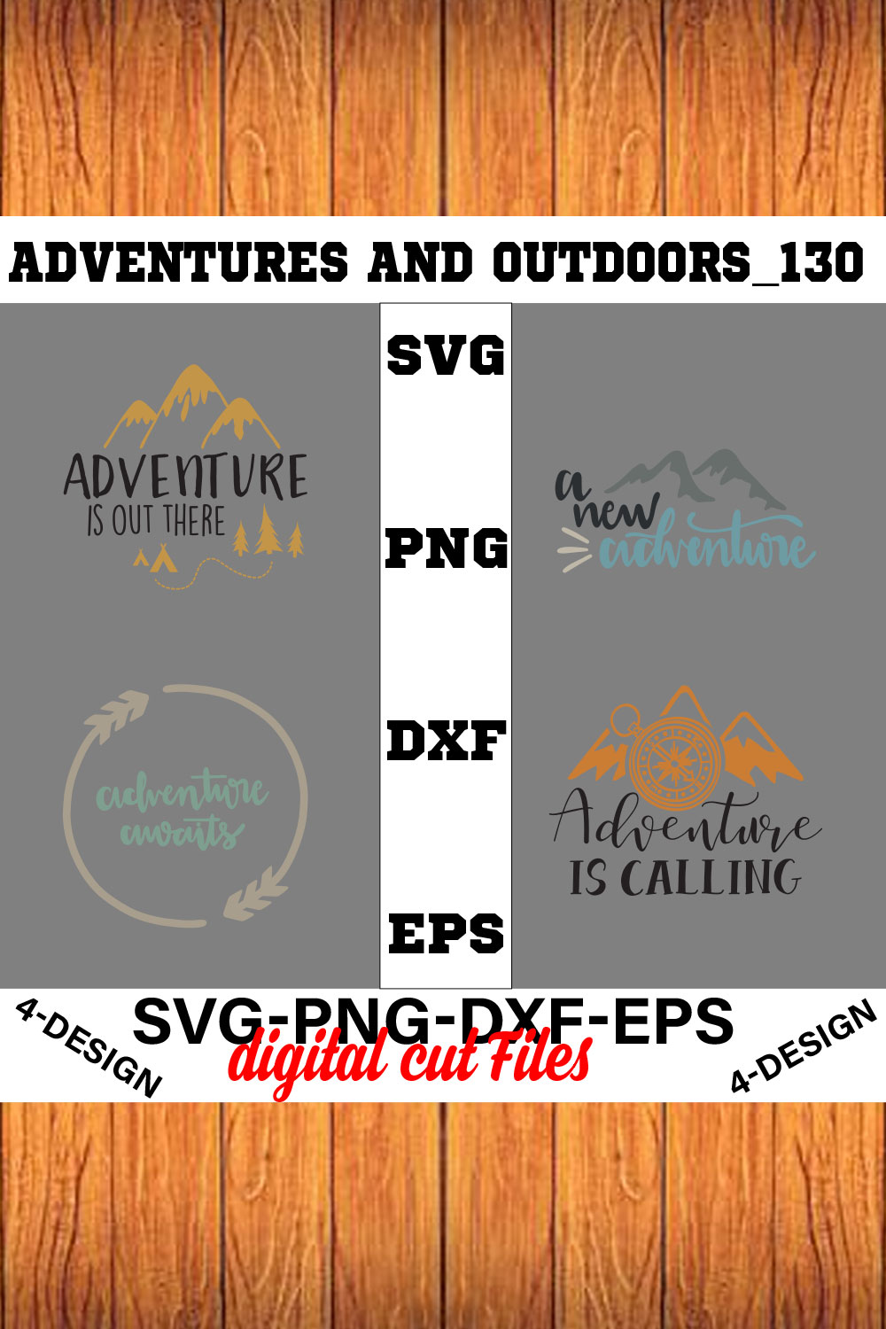 Adventures And Outdoors T-shirt Design Bundle Volume-01 pinterest preview image.