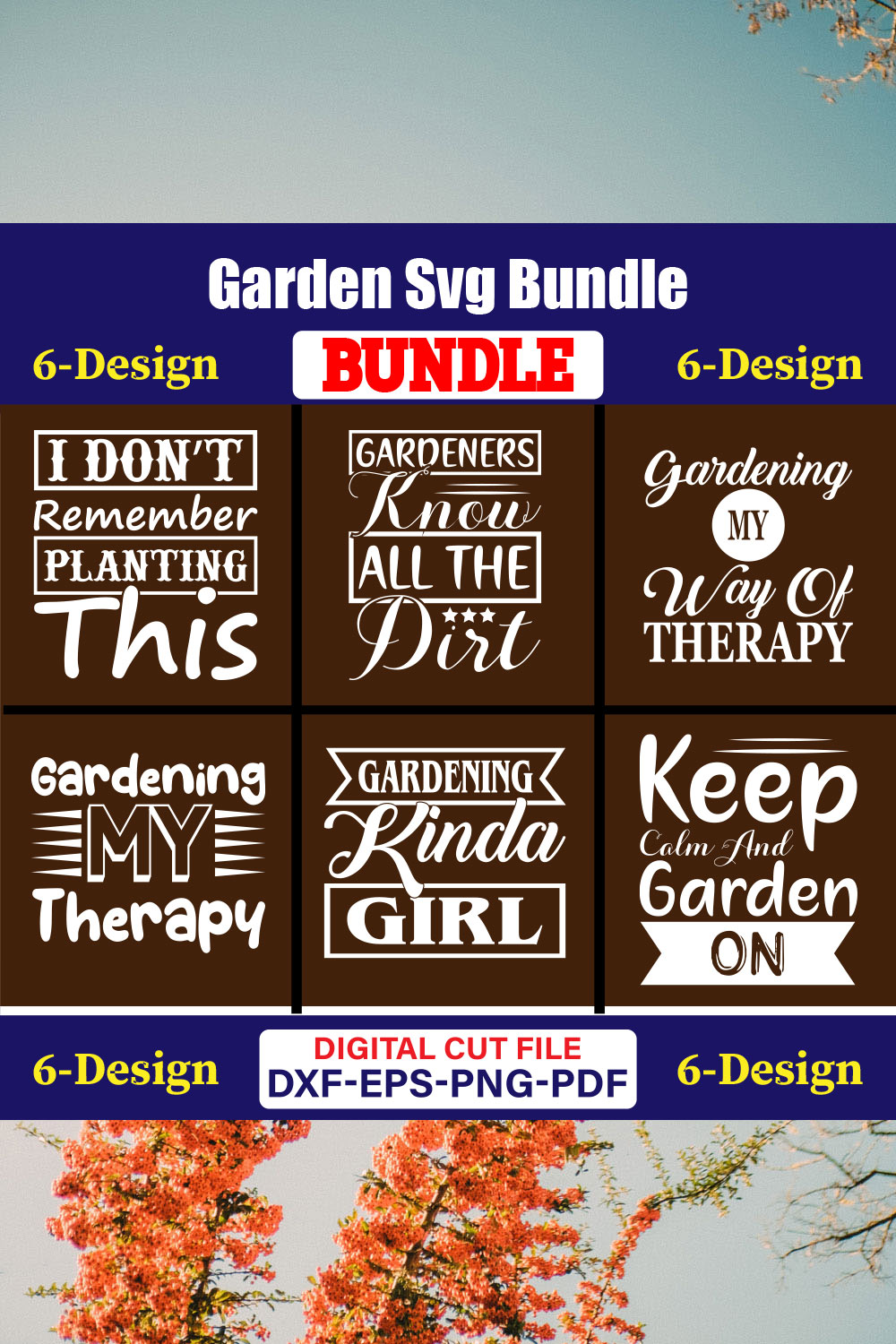 Garden T-shirt Design Bundle Vol-03 pinterest preview image.