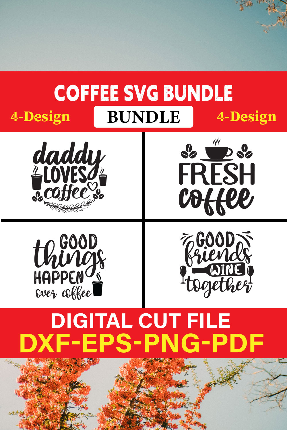 Coffee T-shirt Design Bundle Vol-4 pinterest preview image.