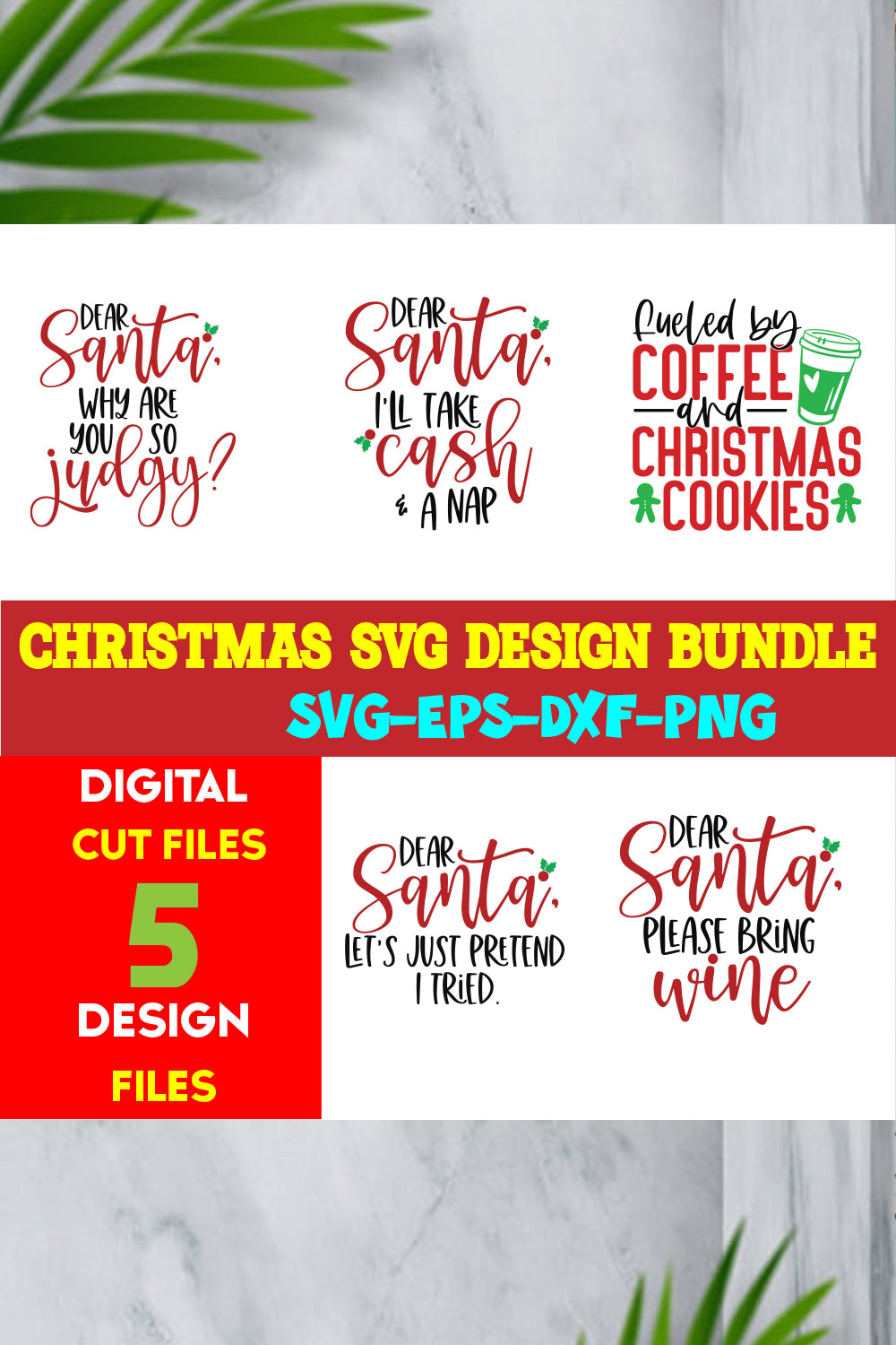 Christmas T-shirt Design SVG Bundle Free Volume-47 pinterest preview image.