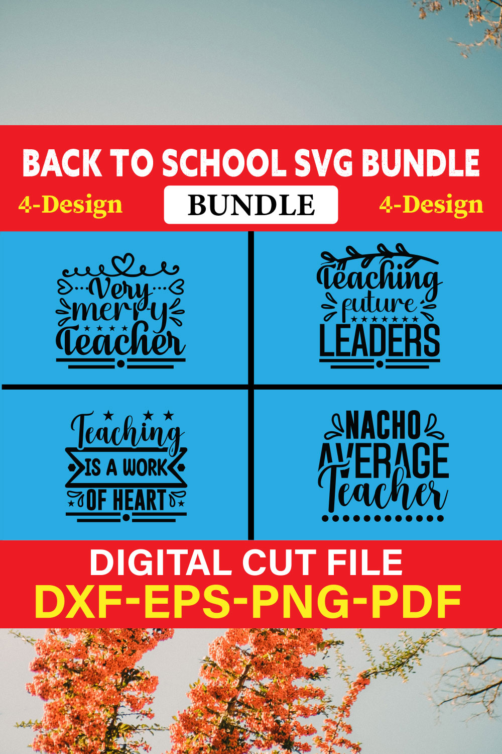 Back To School T-shirt Design Bundle Vol-2 pinterest preview image.