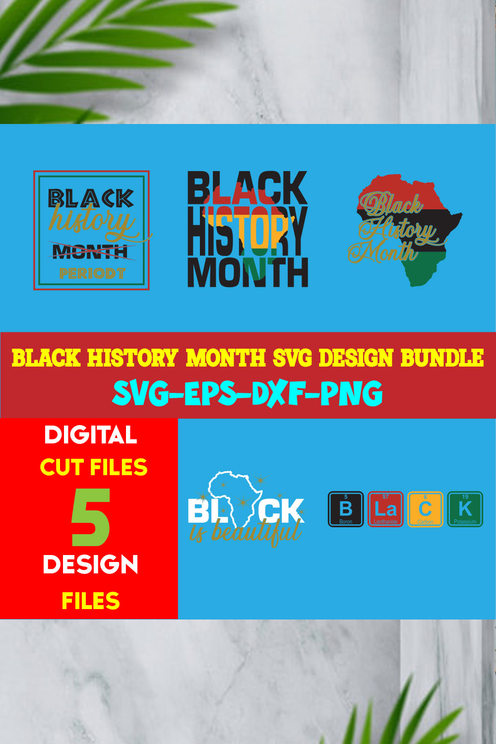 Black History Month T-shirt Design Bundle Volume-01 pinterest preview image.