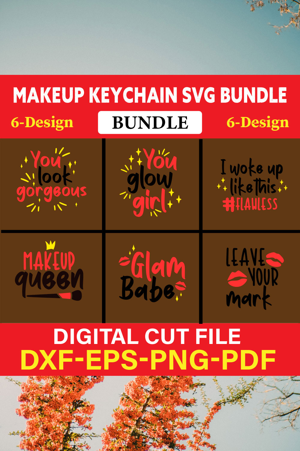 Makeup keychain T-shirt Design Bundle Vol-1 pinterest preview image.