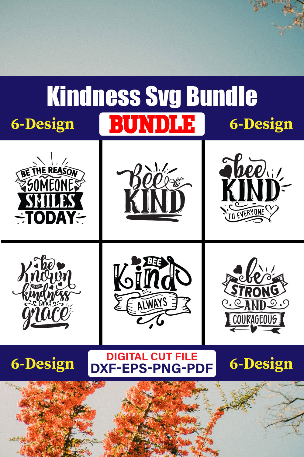 Kindness T-shirt Design Bundle Vol-5 pinterest preview image.