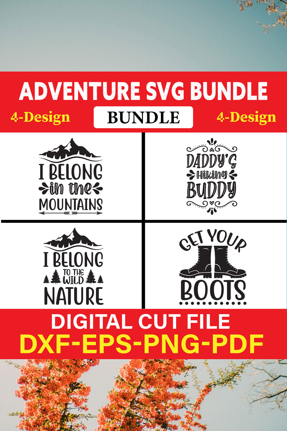 Adventure T-shirt Design Bundle Vol-2 pinterest preview image.