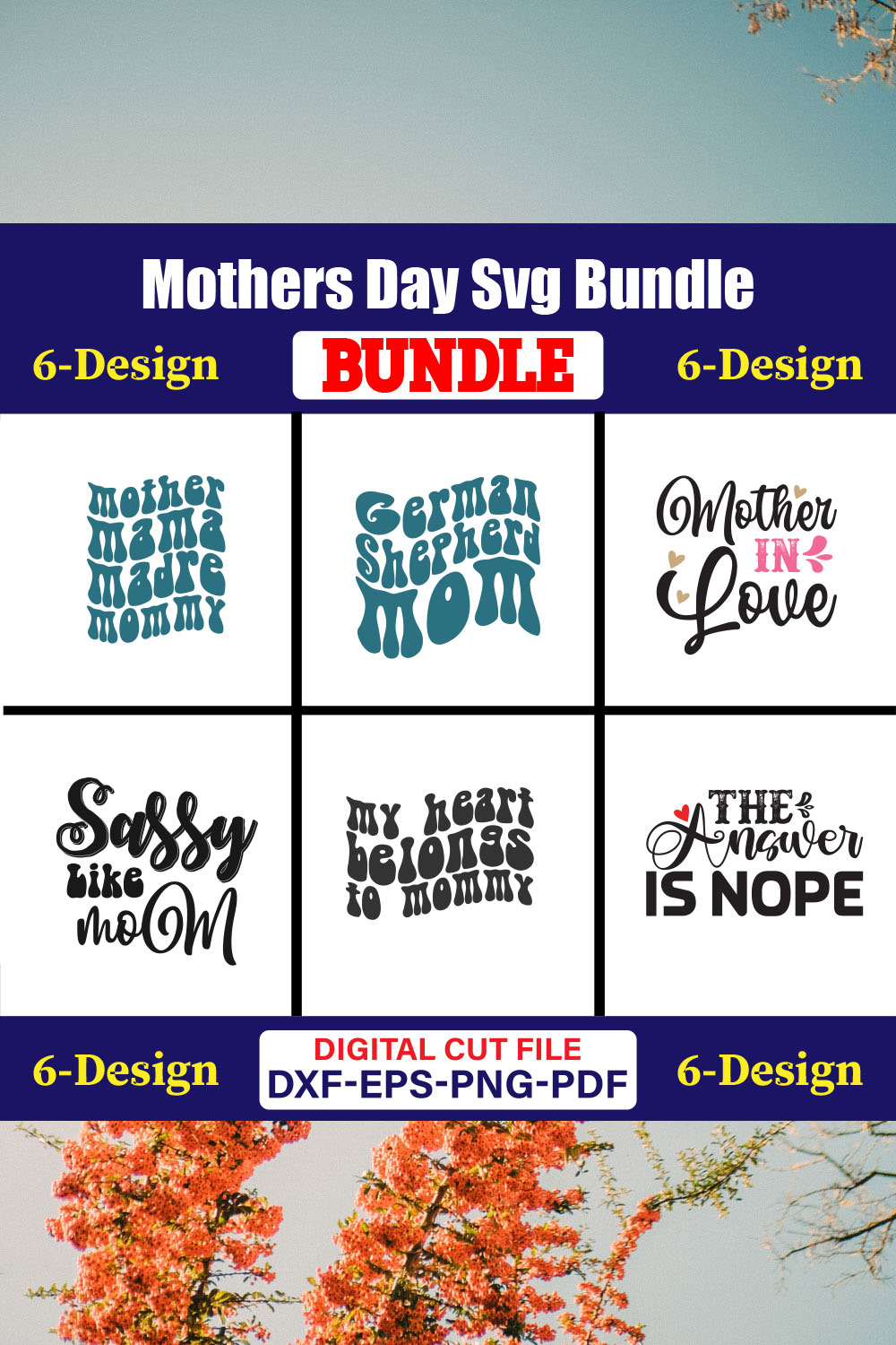 Mothers Day SVG Bundle, Mom life svg, Mama svg, Funny Mom Svg, Blessed mama svg, Mom of boys girls svg-Vol-125 pinterest preview image.