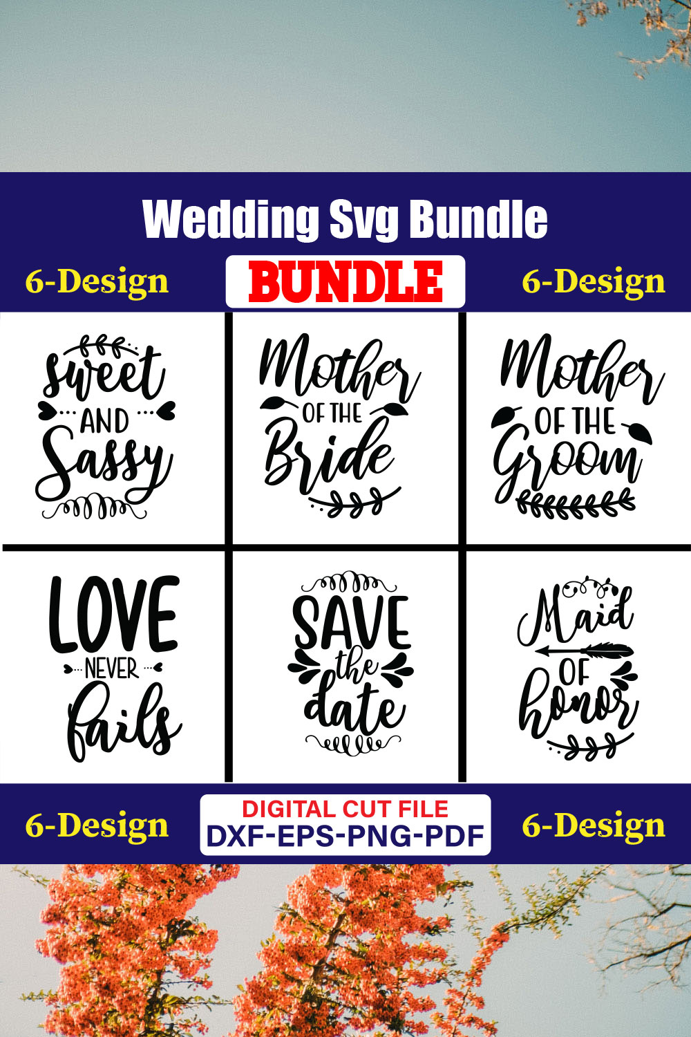 Wedding T-shirt Design Bundle volume -09 pinterest preview image.