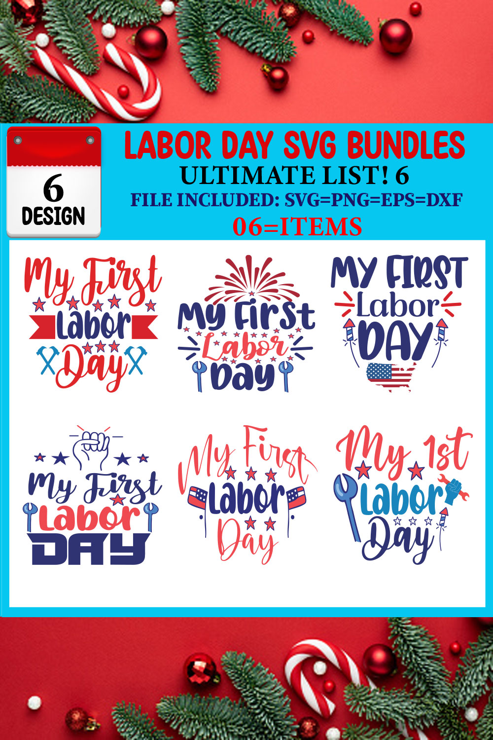 Labor Day SVG 06 T-shirt Design Bundle pinterest preview image.