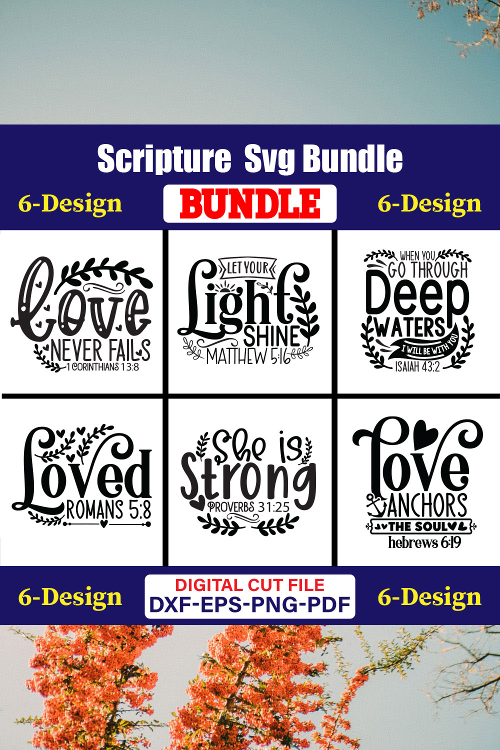 Scripture T-shirt Design Bundle Vol-04 pinterest preview image.