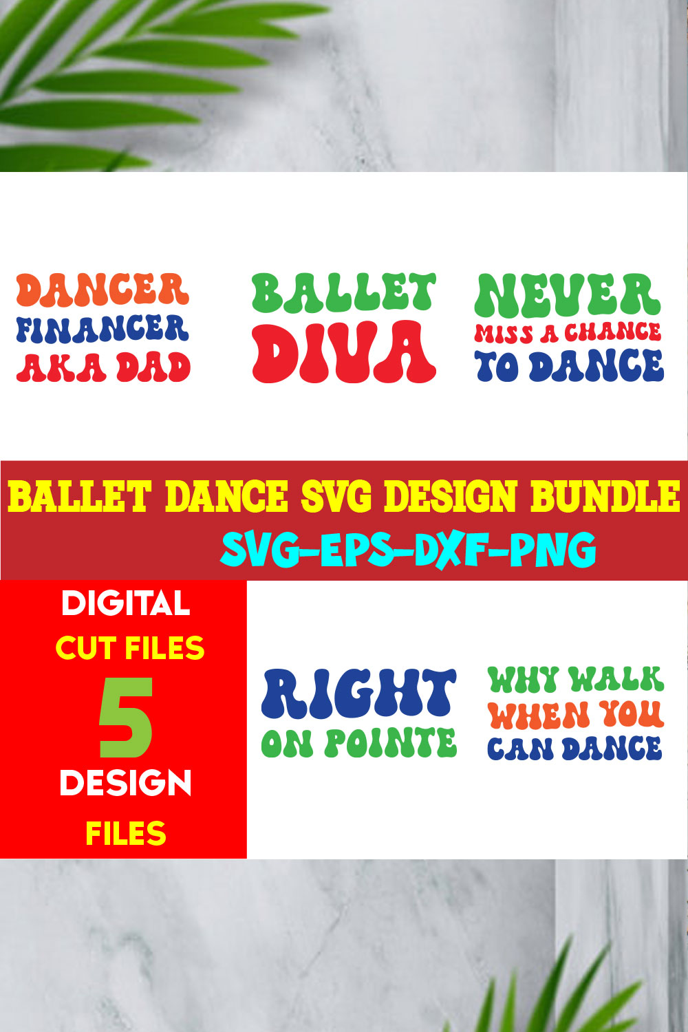 Ballet Dance T-shirt Design Bundle Volume -02 pinterest preview image.