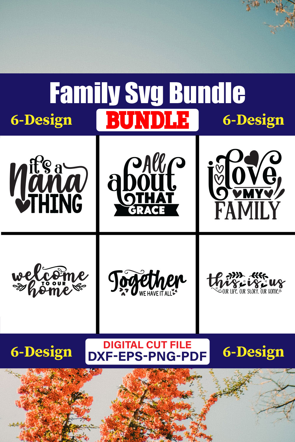 Family SVG T-shirt Design Bundle Vol-06 pinterest preview image.