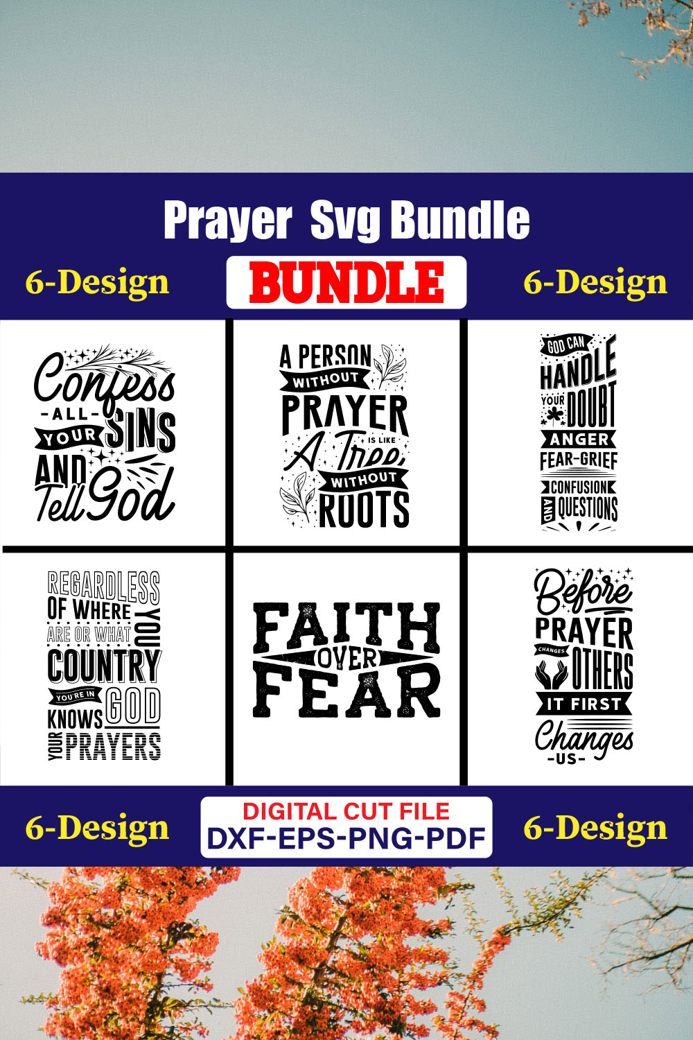 Prayer SVG T-shirt Design Bundle Vol-01 pinterest preview image.