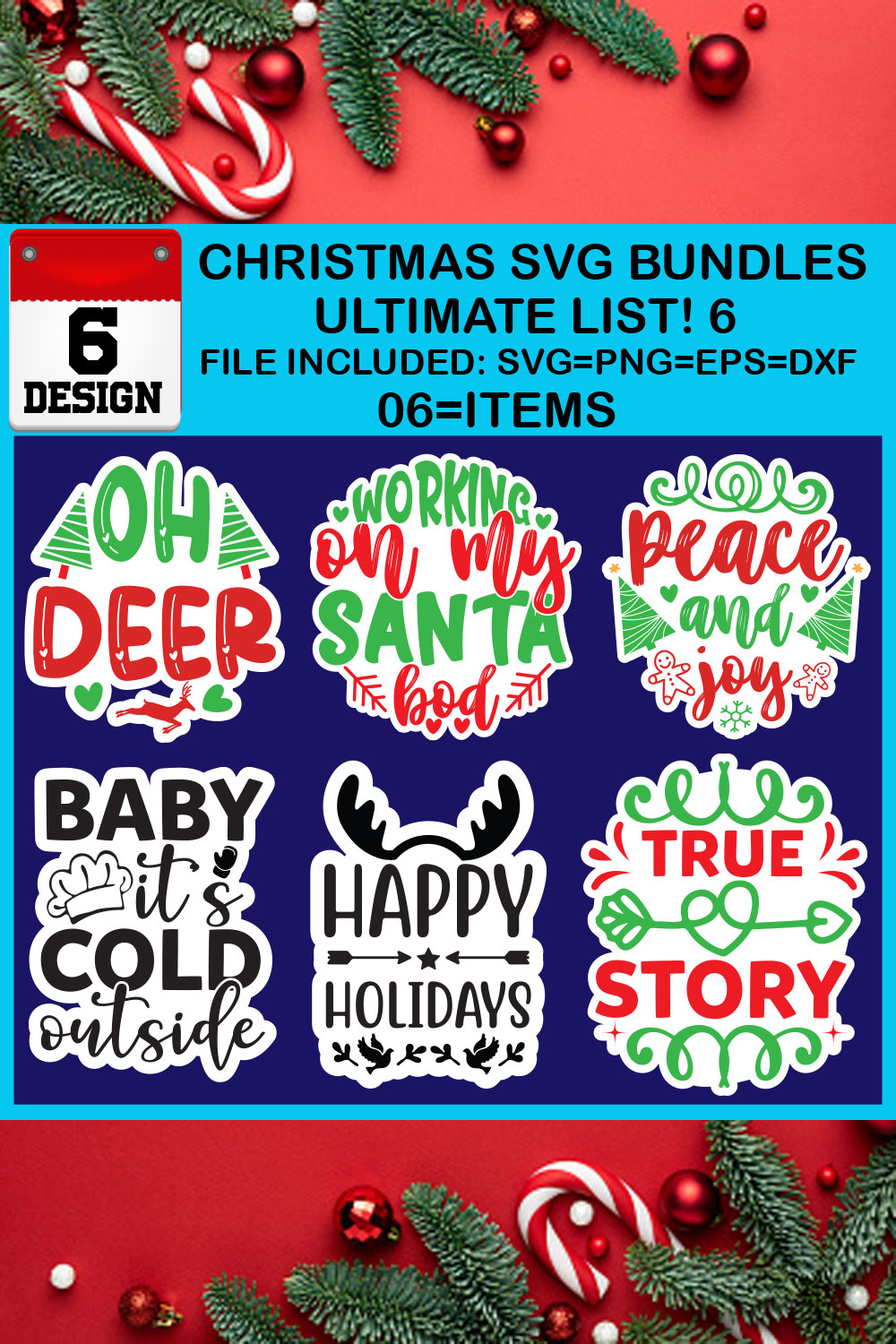 Ultimate List! 6 Christmas SVG Free Bundles pinterest preview image.