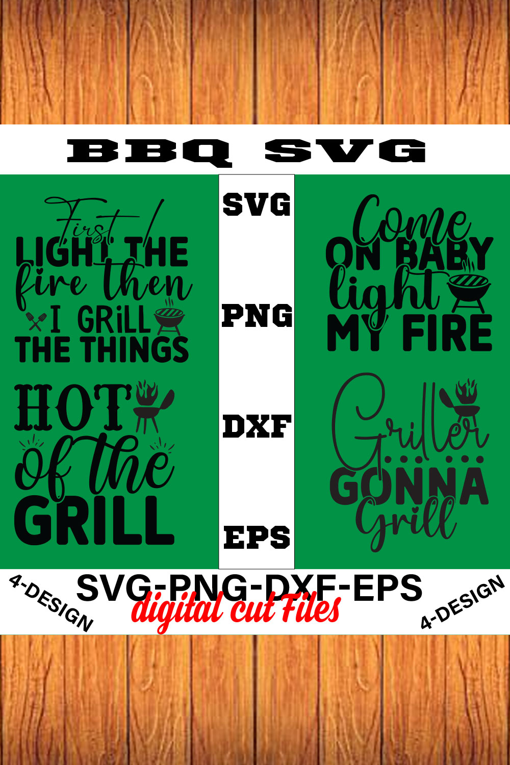 BBQ SVG T-shirt Design Bundle Volume-02 pinterest preview image.