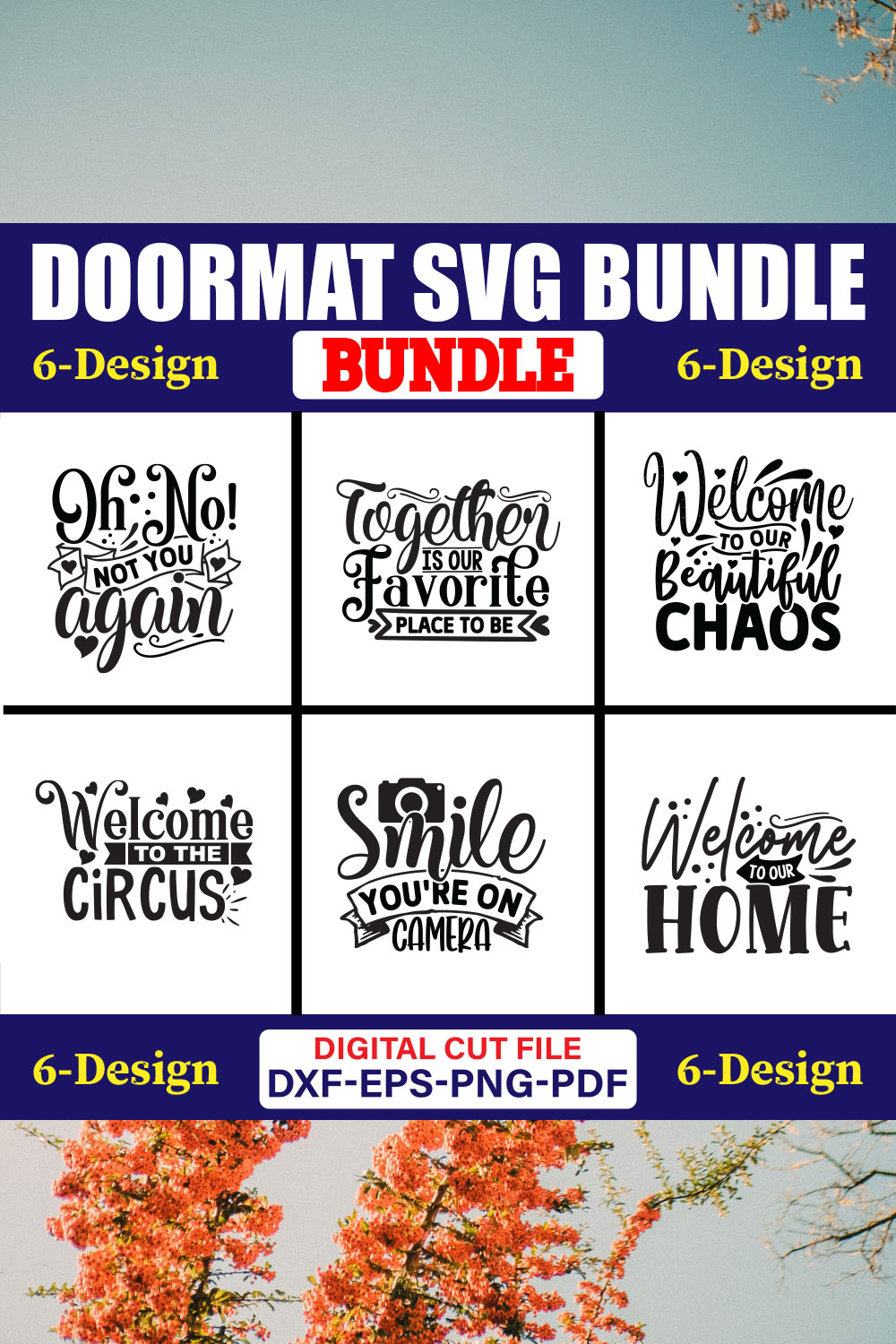 Doormat SVG T-shirt Design Bundle Vol-02 pinterest preview image.