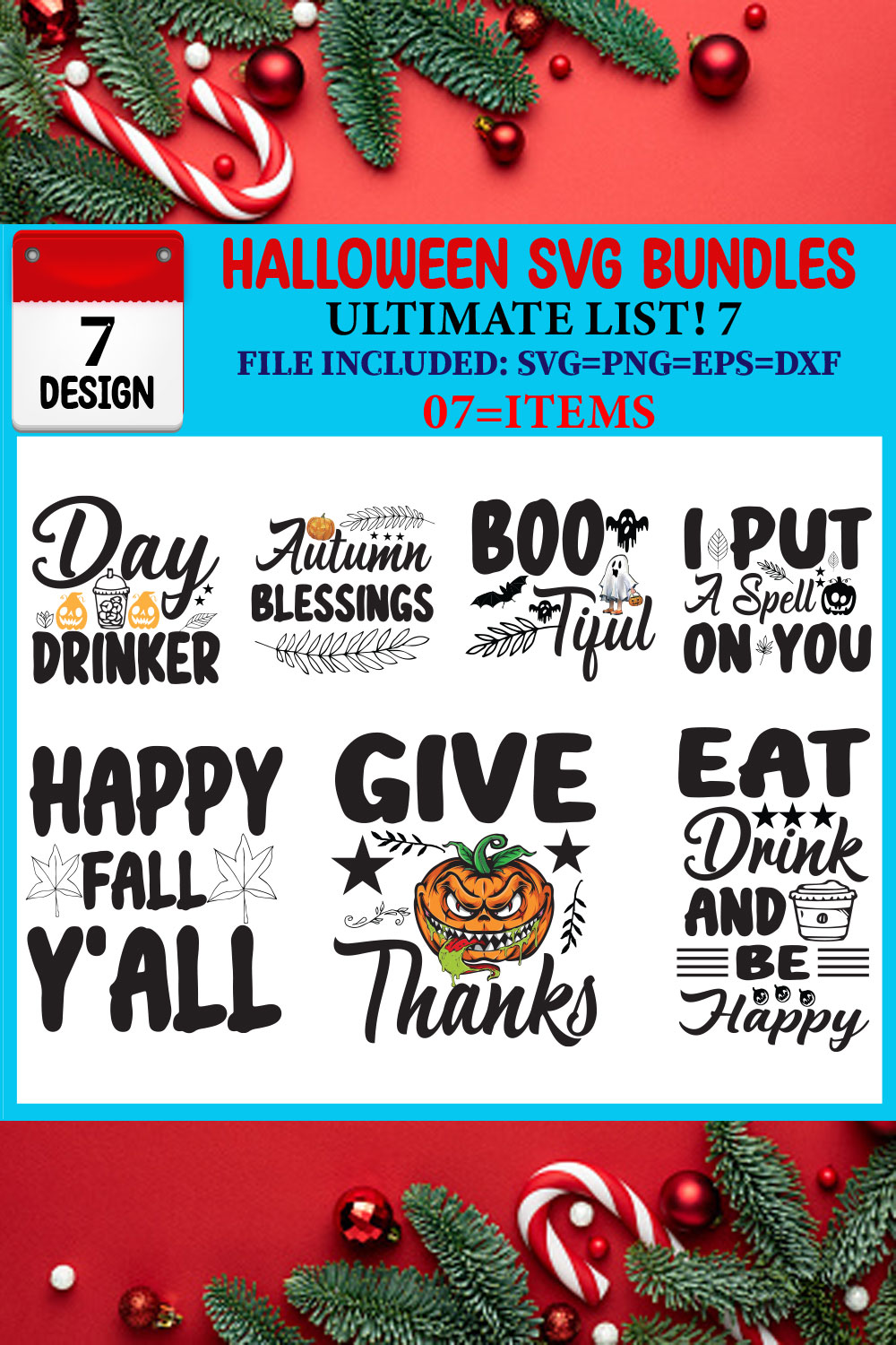 Halloween SVG 07 T-shirt Design Bundle pinterest preview image.