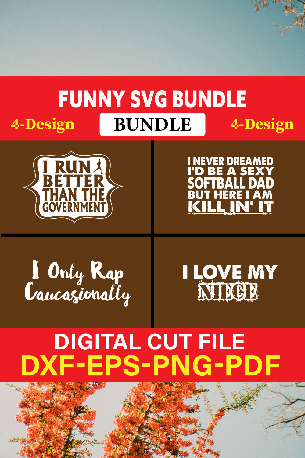 Funny SVG T-shirt Design Bundle Vol-40 pinterest preview image.